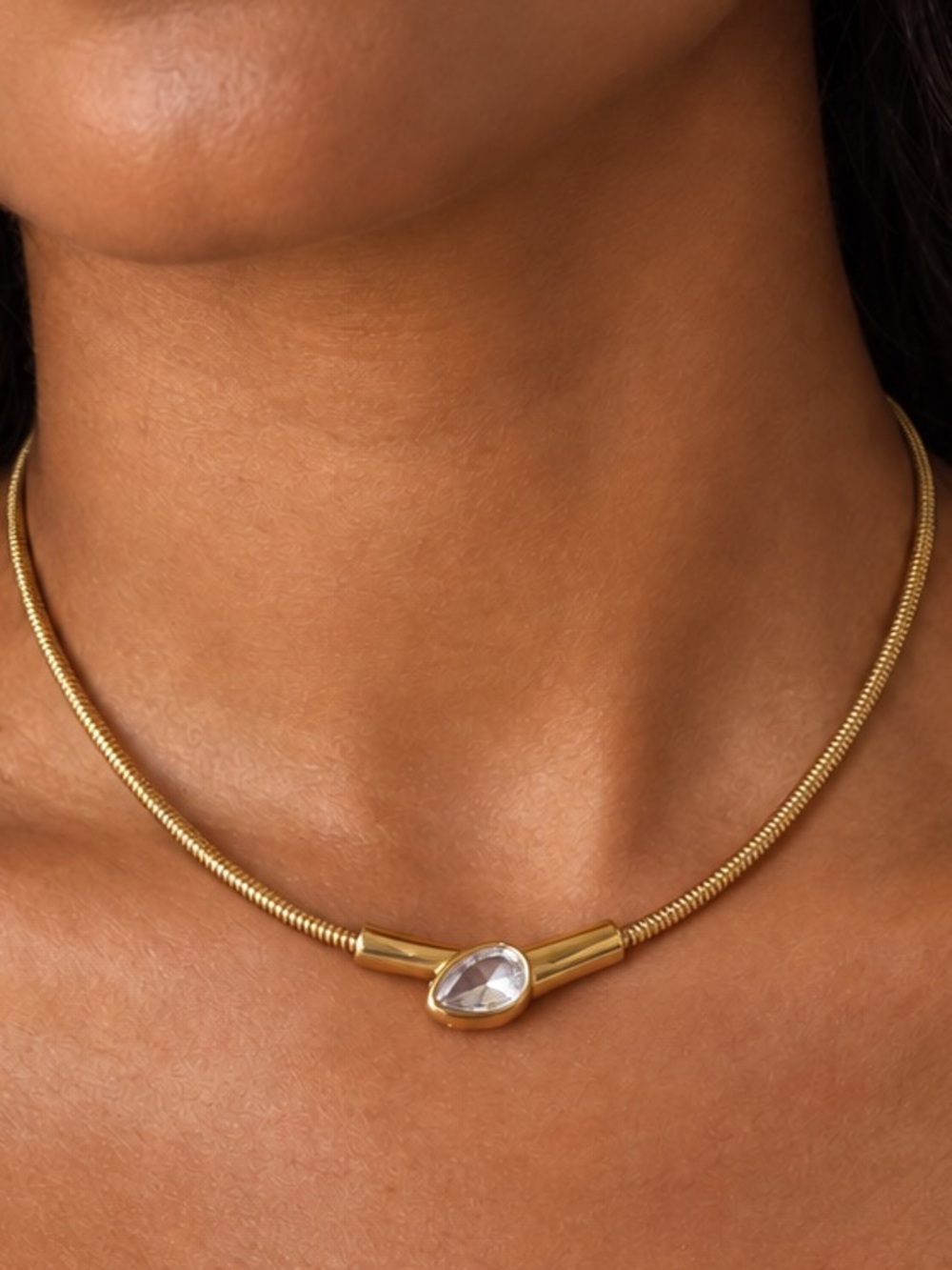 Teardrop Crystal Snake Chain Necklace